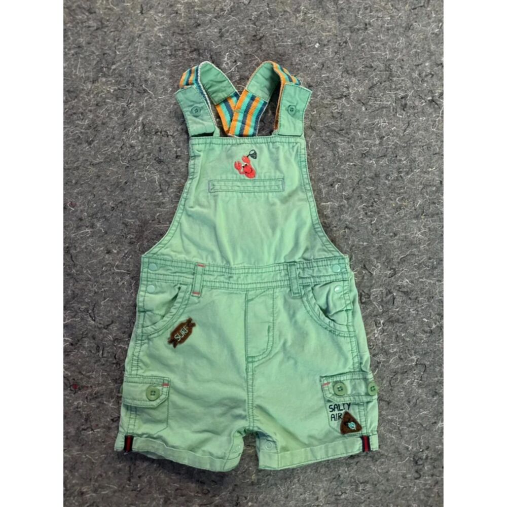 Max Boys Green Surf Short Overalls – 18–24 Months